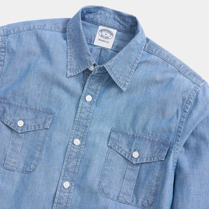 Closeup view of Brooks Brothers Chambray Military Shirt
