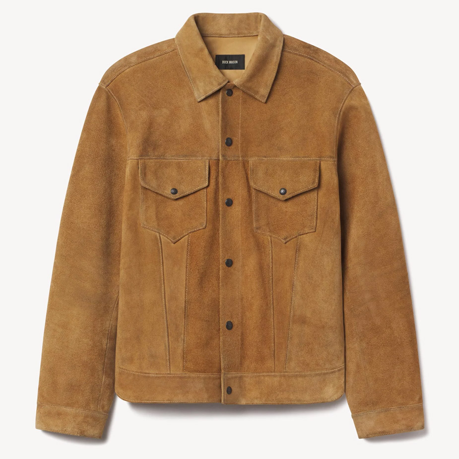 Product view of Buck Mason Rambler Suede Trucker Jacket