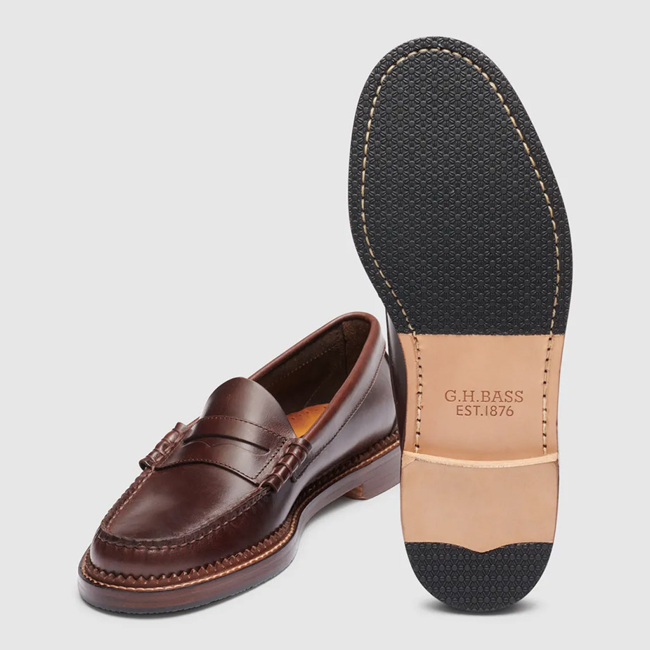 Top and bottom view of G.H.Bass 1876 Larson Weejun Loafer