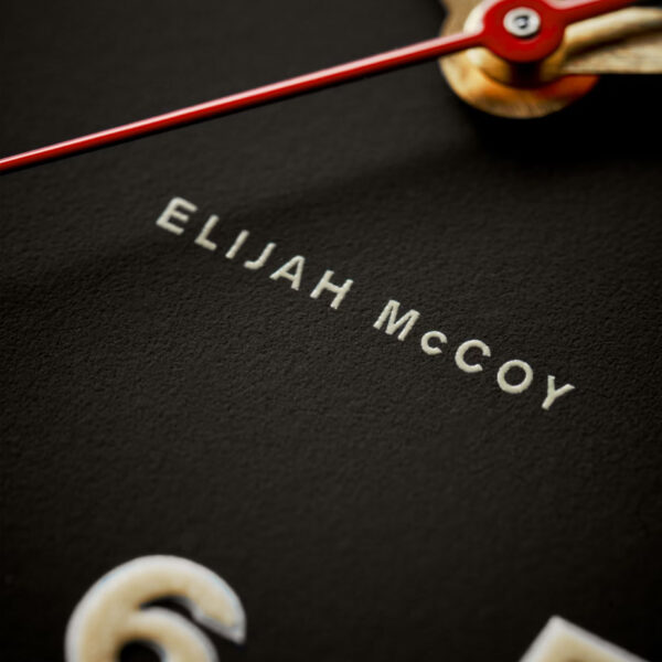 Close-up of dial on Shinola's Elijah McCoy Pocket Watch