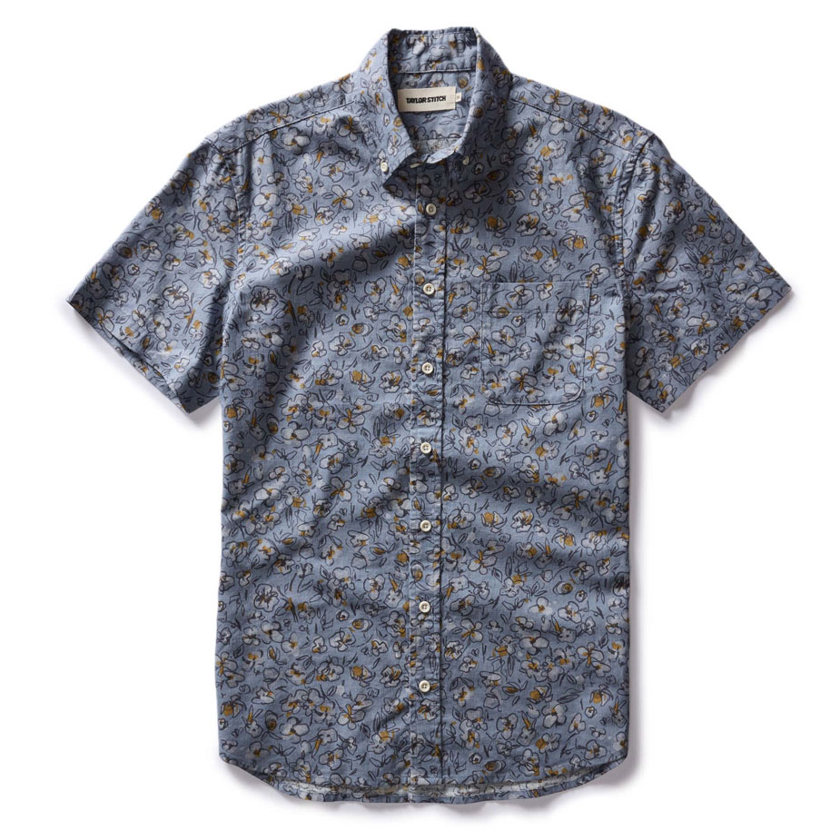 Front view of The Short Sleeve Jack in Light Blue Floral by Taylor Stitch