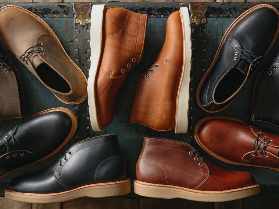 Overhead shot of White's new line of chukka boots in various colors.