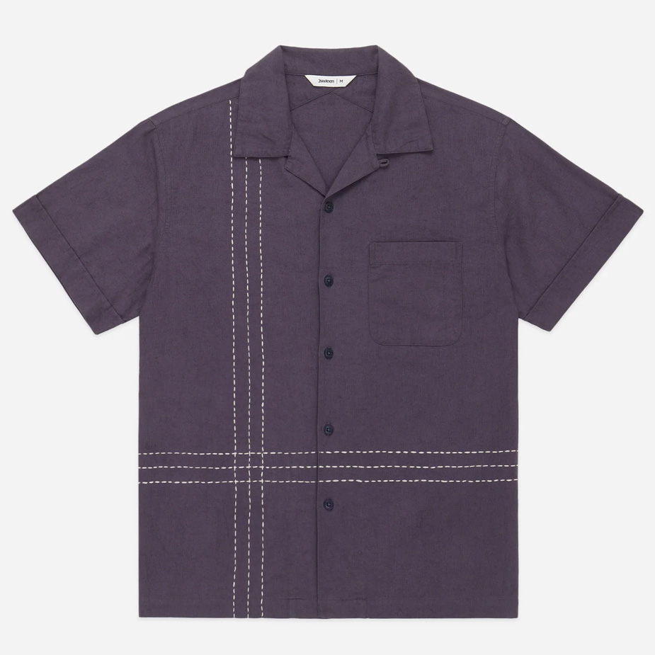 3Sixteen vacation shirt in plum hand stitch