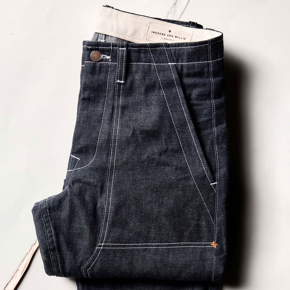 imogene + willie hencye indigo rigid workpant folded