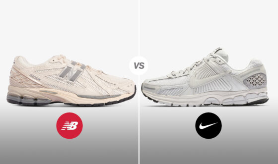 New Balance 1906R vs. Nike Zoom Vomero 5 (side view of each shoe)