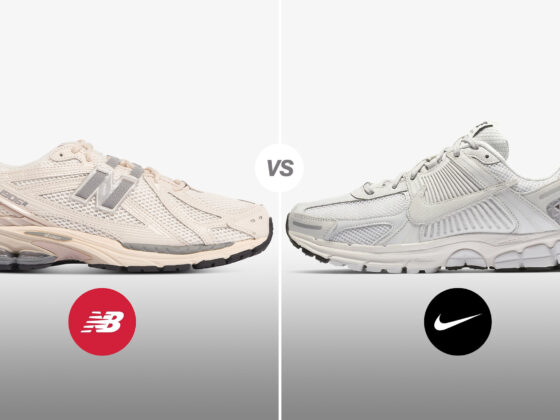 New Balance 1906R vs. Nike Zoom Vomero 5 (side view of each shoe)