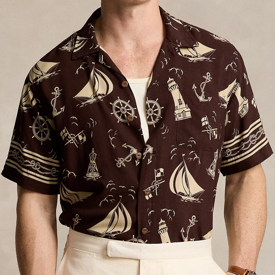 Ralph Lauren Nautical Print Camp Shirt